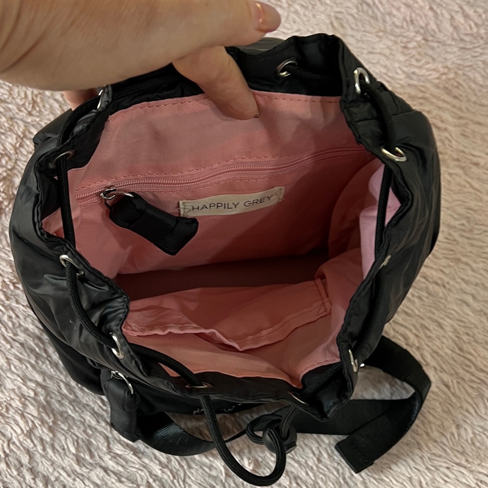 Black Quilted Mini Sling Backpack - image 6